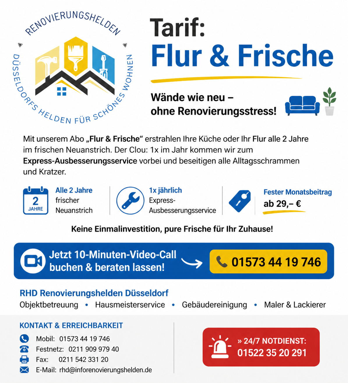 Tarif Flur & Frische  – Wände wie neu – ohne Renovierungsstress!
