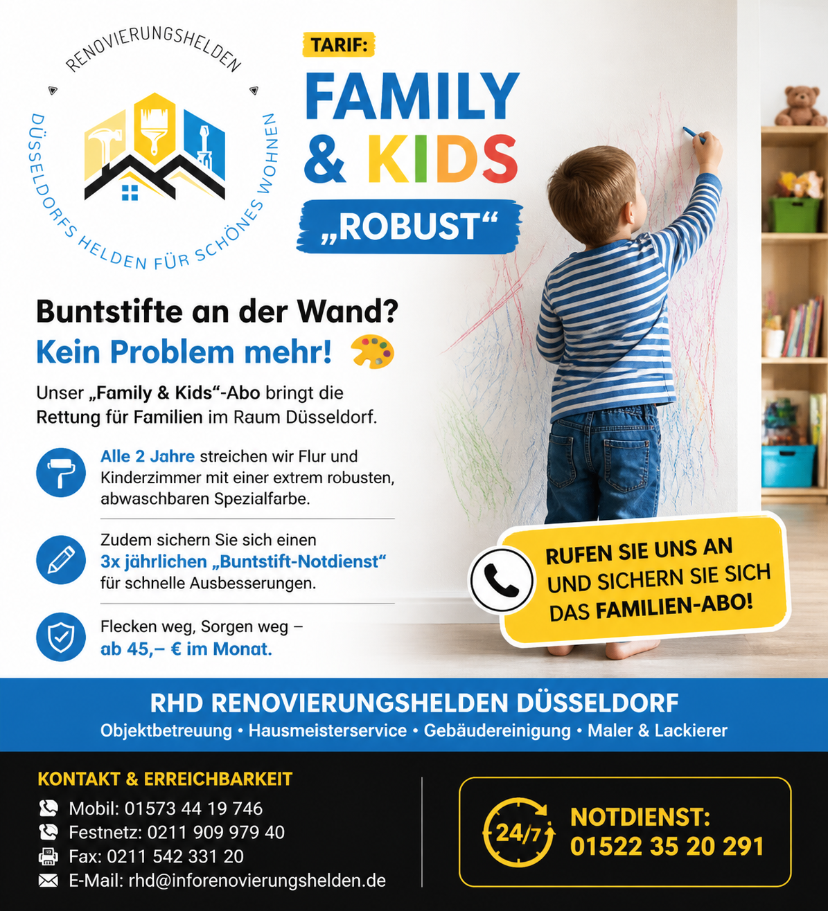 Tarif Family & Kids „Robust“ – Buntstifte an der Wand? Kein Problem mehr!